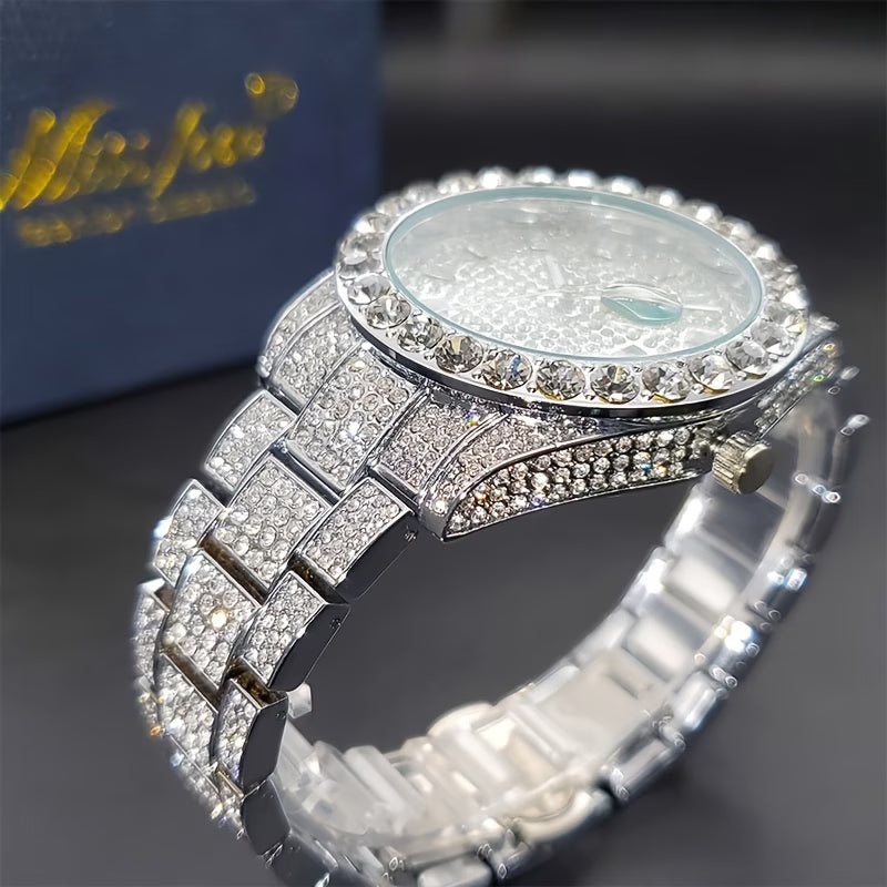 Luxury Rhinestone Watch – Fashion Quartz Watch for Men & Women with Night Light
