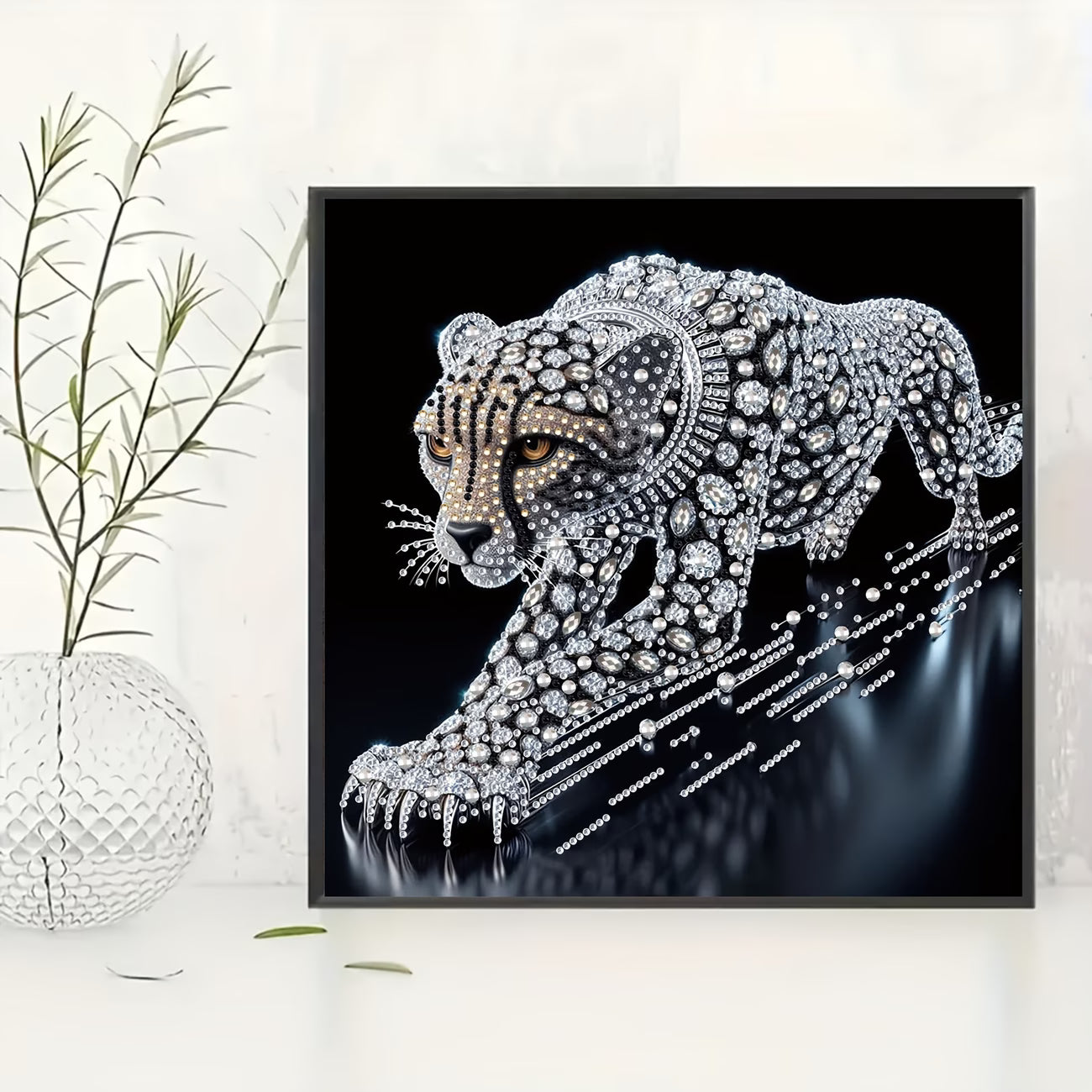 Leopard Wall Painting – DIY Diamond Painting Set for Living Room Decor