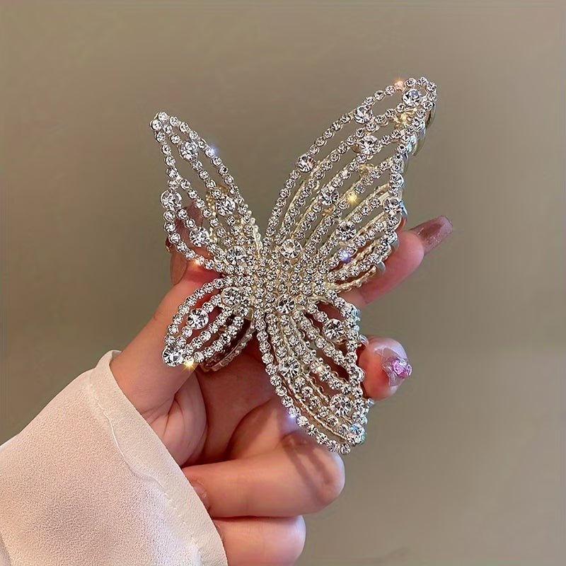 Butterfly Hair Claw – Rhinestone Pearl Hair Clips Elegant Claw Clips for Women