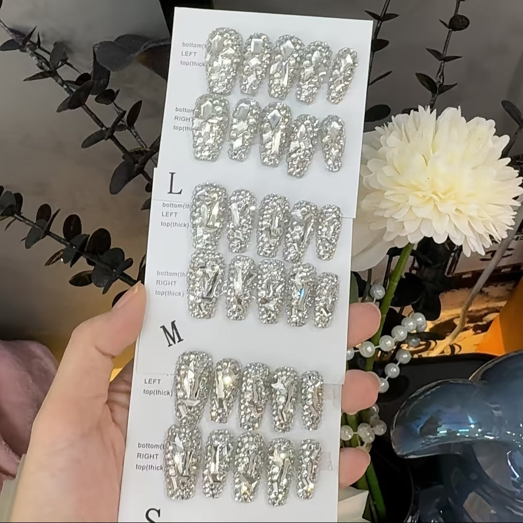 Luxury Press-On Nails – Rhinestone Nail Art Designs with Tool Kit