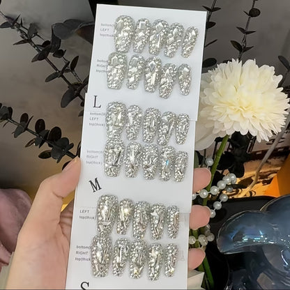 Luxury Press-On Nails – Rhinestone Nail Art Designs with Tool Kit