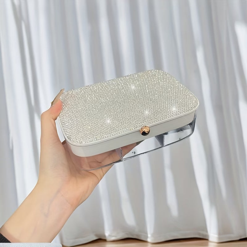 Storage Box – Luxury Rhinestone Jewelry Organizing Box Multi-Layer Storage Container for Accessories