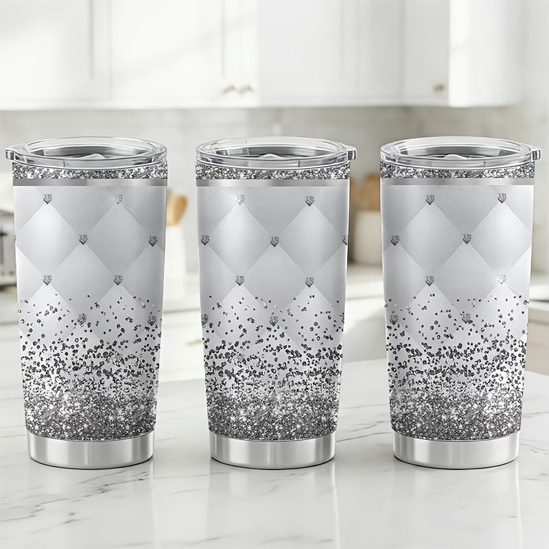 Glitter Stainless Steel Cups – Rhinestone Coffee Mugs Cute Strass Cup with Straw