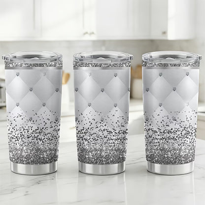 Glitter Stainless Steel Cups – Rhinestone Coffee Mugs Cute Strass Cup with Straw