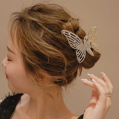 Butterfly Hair Claw – Rhinestone Pearl Hair Clips Elegant Claw Clips for Women