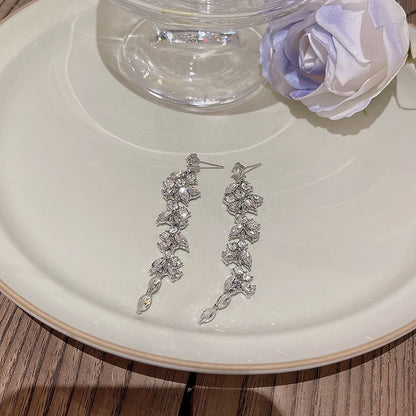Luxury Rhinestone Tassel Earrings – Elegant Artificial Earrings for Women