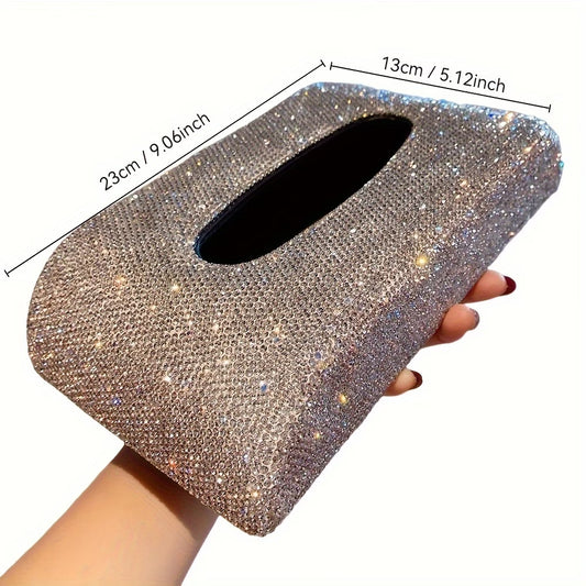 Luxury Car Tissue Holder – Diamond Studded Sparkle Tissue Box Cover
