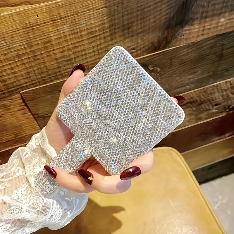 Luxury Rhinestone Vanity Mirror – Sparkling Handheld Makeup Mirror for Travel & Daily Use