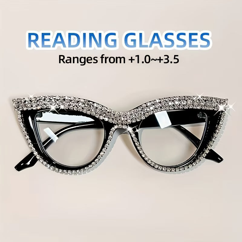 Elegant Cat-Eye Glasses – Rhinestone Eye Glasses for Women Reading & Fashion Wear