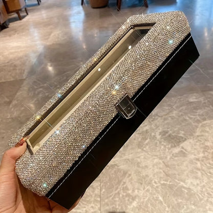 Storage Box – Luxury Rhinestone Watch Organizer Faux Leather Jewelry Storage Container