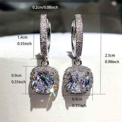 Elegant Square Zirconia Earrings – Artificial Earrings for Women Gold Plated Rhinestone Jewellery