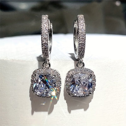 Elegant Square Zirconia Earrings – Artificial Earrings for Women Gold Plated Rhinestone Jewellery