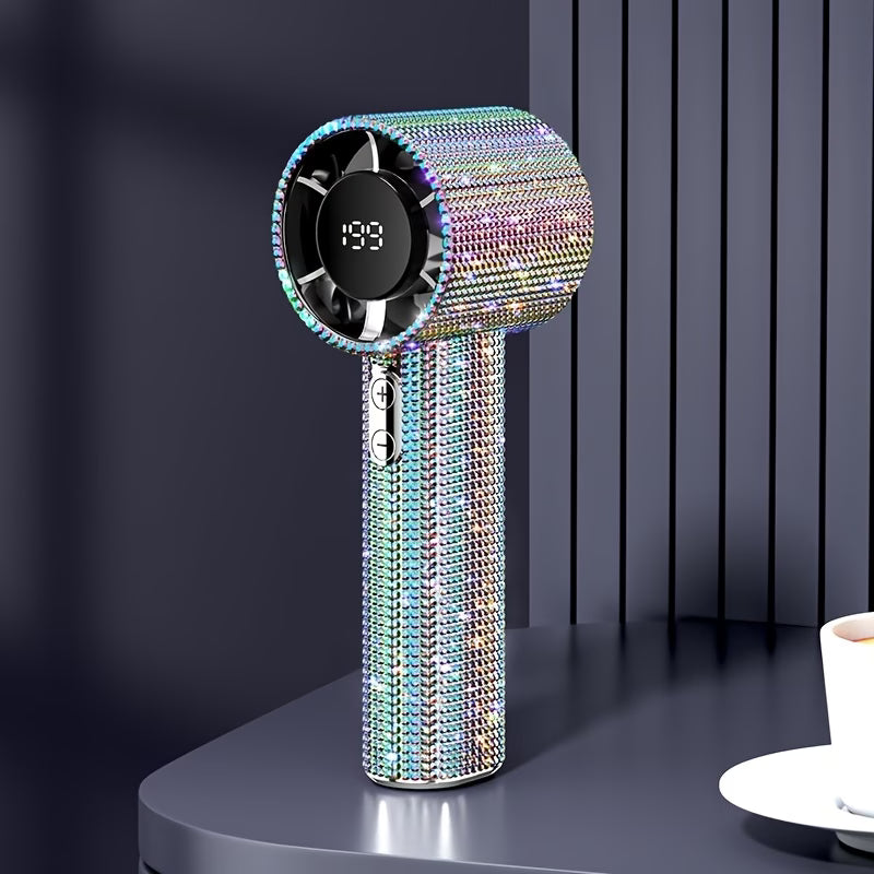 Portable Fan – Mini Hand Held Fan with Diamond Design USB Rechargeable
