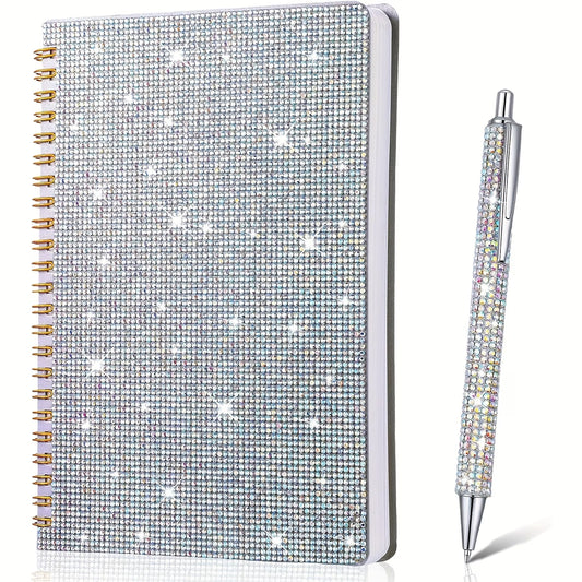 Rhinestone Diary Set – Sparkling Notebook & Glitter Pen A5 Crystal Notebook Set