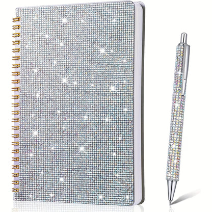 Rhinestone Diary Set – Sparkling Notebook & Glitter Pen A5 Crystal Notebook Set
