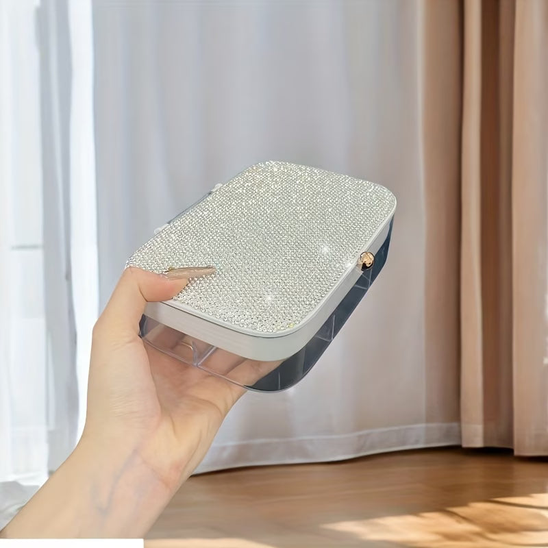 Storage Box – Luxury Rhinestone Jewelry Organizing Box Multi-Layer Storage Container for Accessories