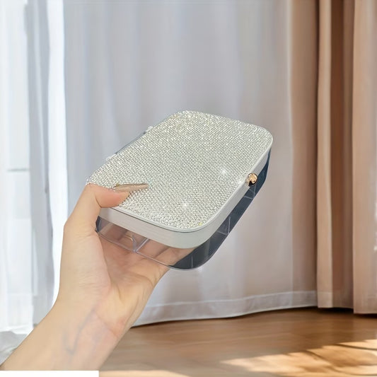 Storage Box – Luxury Rhinestone Jewelry Organizing Box Multi-Layer Storage Container for Accessories