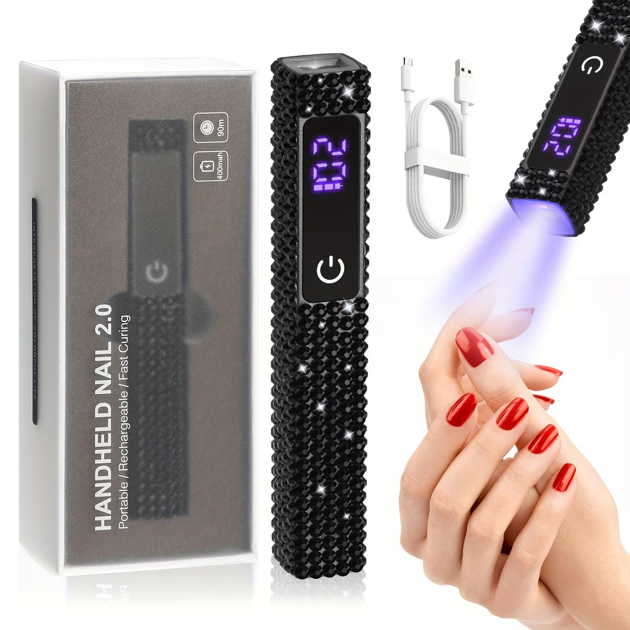 Nail Dryer – Portable Quick Dry LED Nail Polish Dryer Machine with Rhinestone Mini Lamp