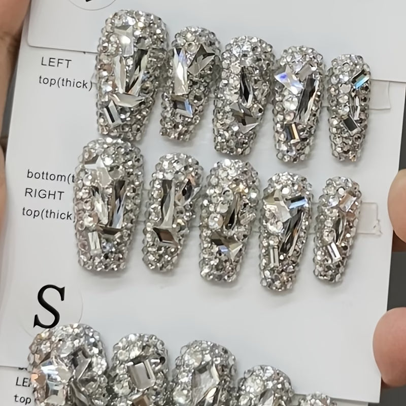 Luxury Press-On Nails – Rhinestone Nail Art Designs with Tool Kit
