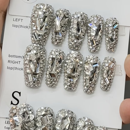 Luxury Press-On Nails – Rhinestone Nail Art Designs with Tool Kit