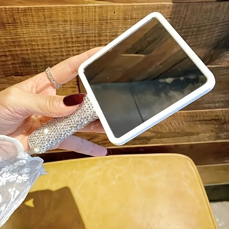 Luxury Rhinestone Vanity Mirror – Sparkling Handheld Makeup Mirror for Travel & Daily Use
