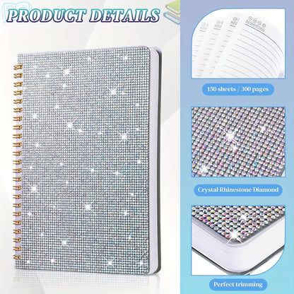 Rhinestone Diary Set – Sparkling Notebook & Glitter Pen A5 Crystal Notebook Set