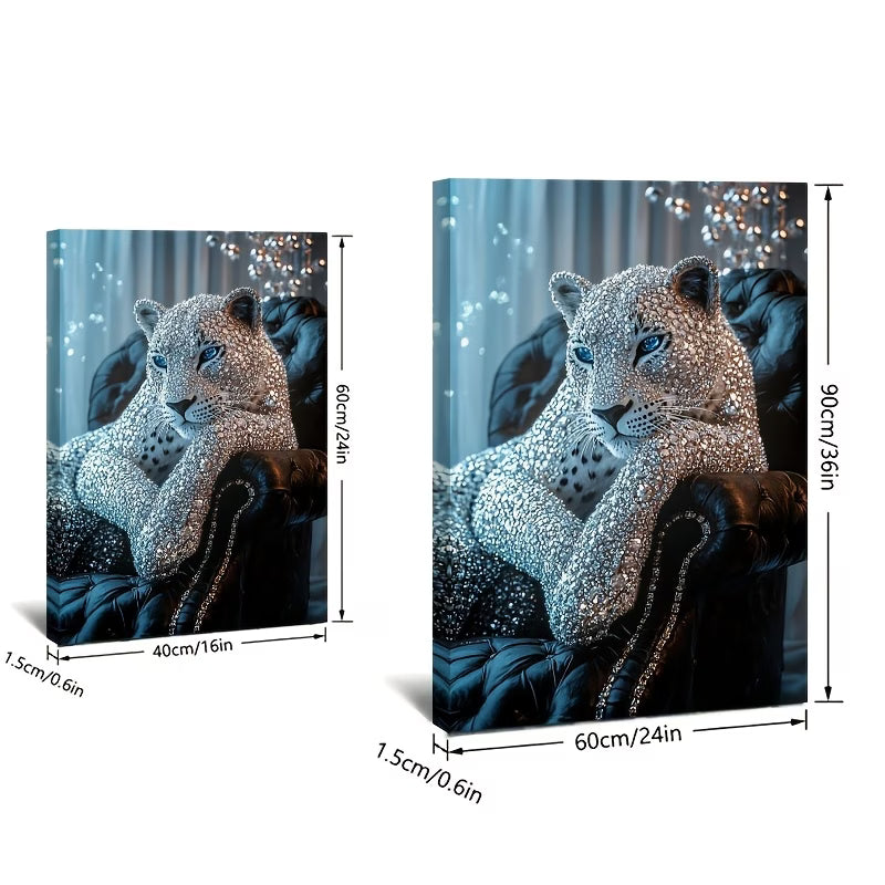 Leopard Painting – Framed Canvas Luxury Animal Painting for Living Room Decor