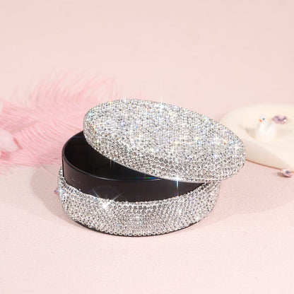 Storage Box – Round Jewelry Organizer with Glass Diamond Design Elegant Storage Container