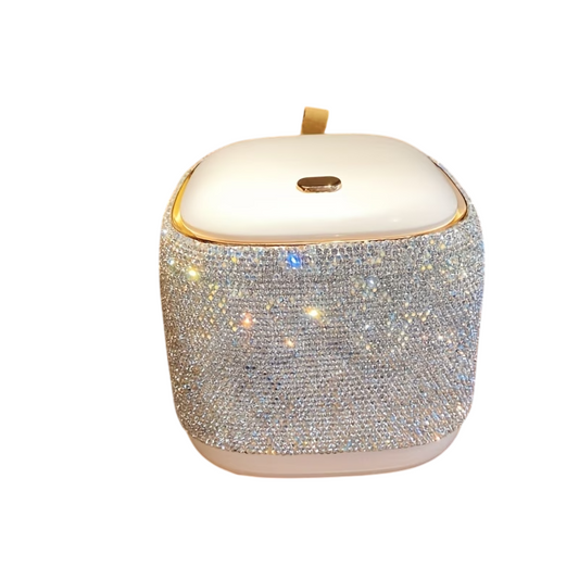 Luxury Trash Can – Diamond-Encrusted Mini Garbage Bin for Home & Office