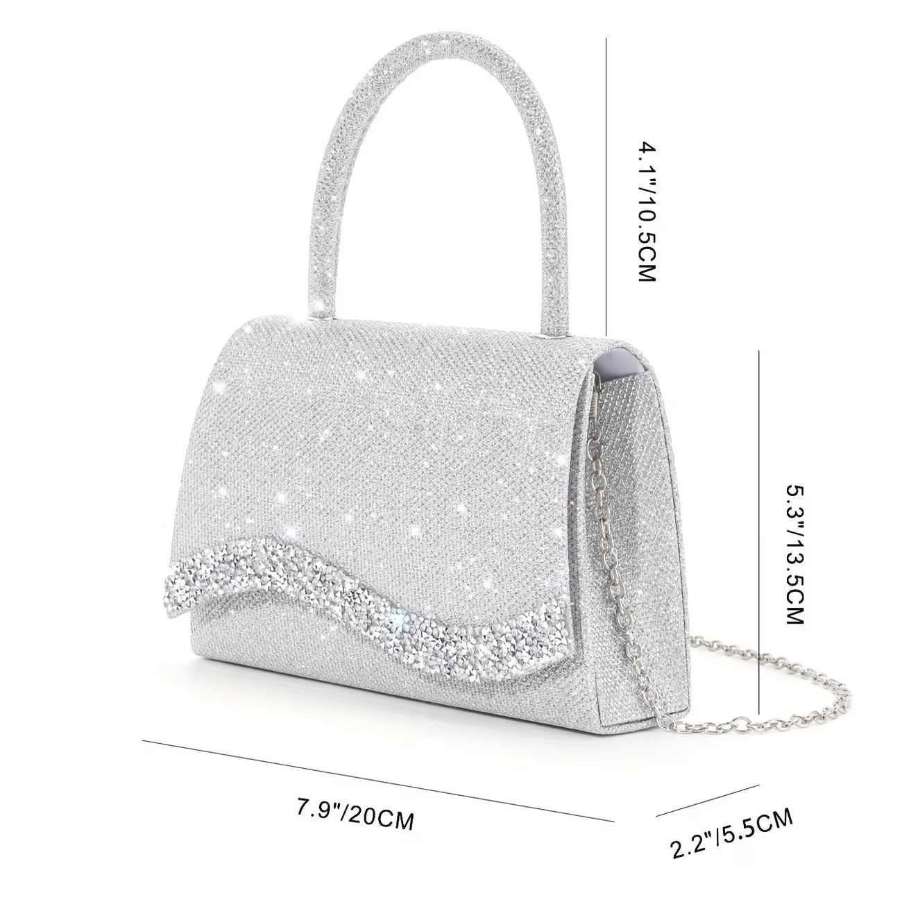 Diamond-Studded Evening Bag – Rhinestone Chain Purse Versatile Glitter Handbag