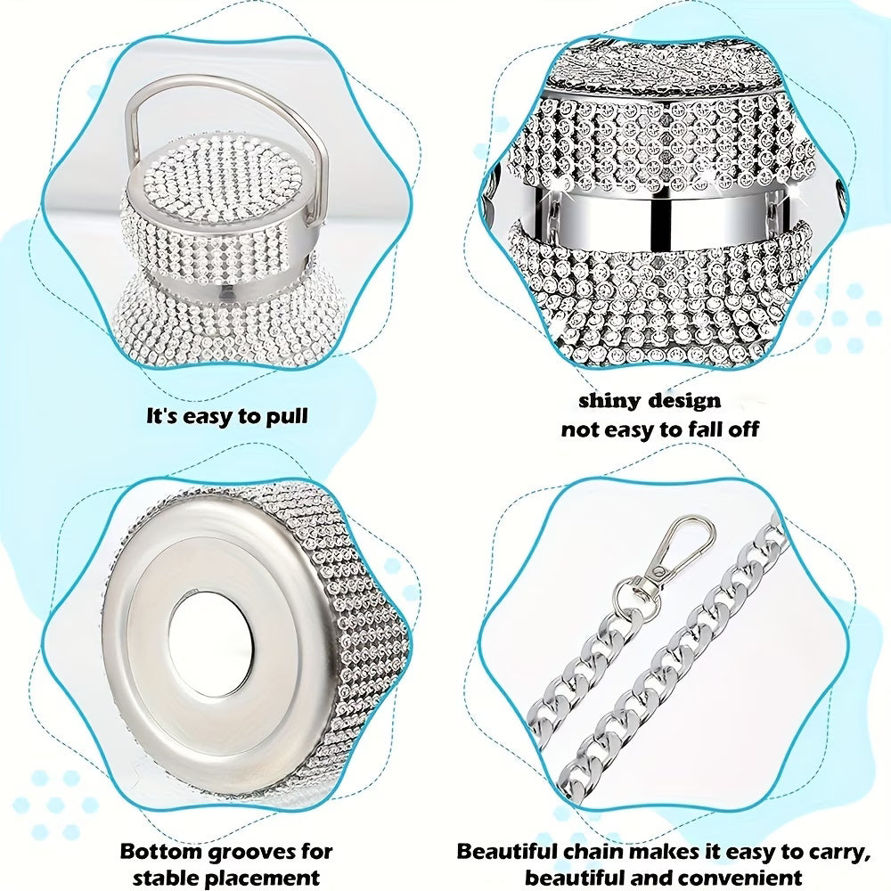 Bling Water Bottle Set – Rhinestone Vacuum Cup Stainless Steel Glitter Thermal Bottle 2pcs Gift Set