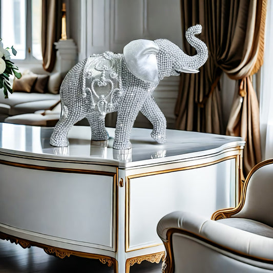 Lucky Elephant Statue – Mini Resin Animal Figurines Modern Home Decor
