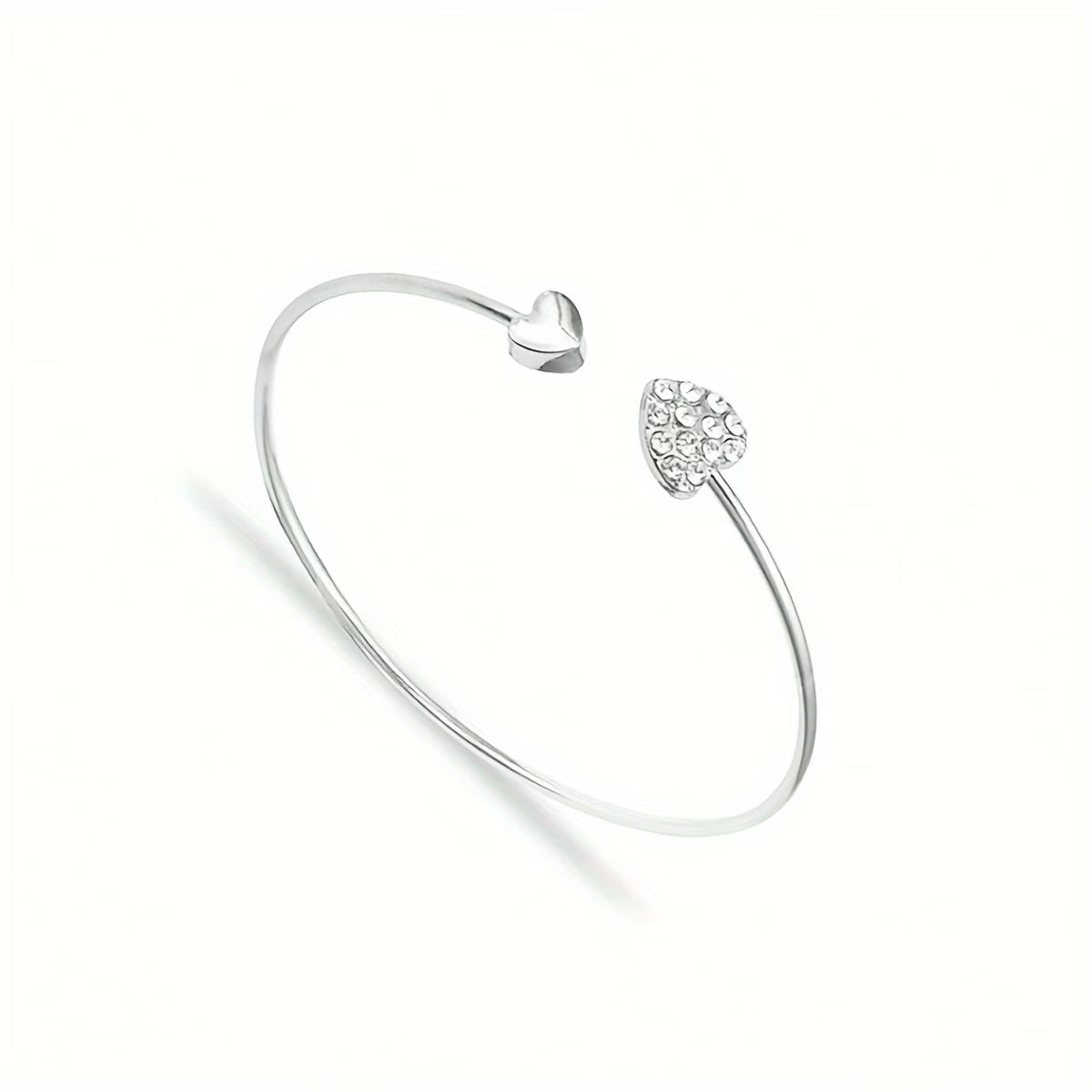 Heart-Shaped Rhinestone Bangles – Minimalist Artificial Bracelets for Women