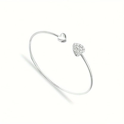Heart-Shaped Rhinestone Bangles – Minimalist Artificial Bracelets for Women