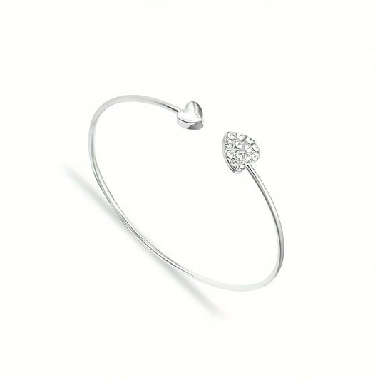 Heart-Shaped Rhinestone Bangles – Minimalist Artificial Bracelets for Women