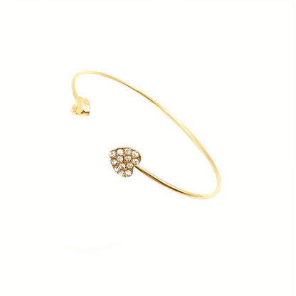Heart-Shaped Rhinestone Bangles – Minimalist Artificial Bracelets for Women