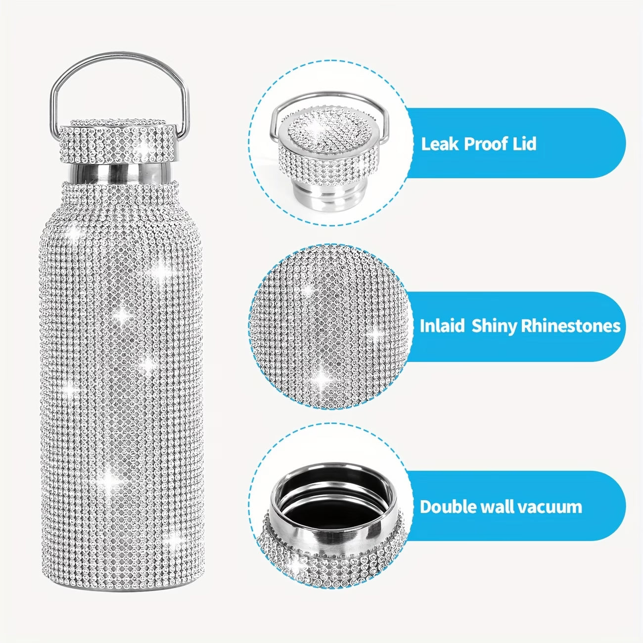 Luxury Shiny Diamond Cup – Cute Strass Cup Double-Layer Stainless Steel Coffee Mug