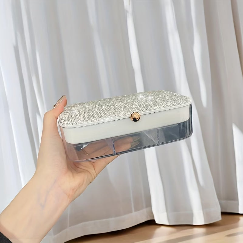 Storage Box – Luxury Rhinestone Jewelry Organizing Box Multi-Layer Storage Container for Accessories