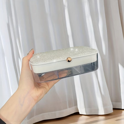 Storage Box – Luxury Rhinestone Jewelry Organizing Box Multi-Layer Storage Container for Accessories