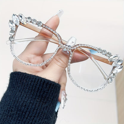 Rhinestone Cat Eye Glasses – Luxury Square Crystal Eye Glasses for Women Fashion