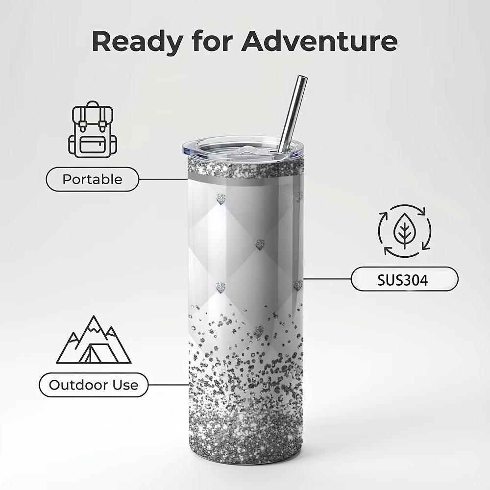 Glitter Stainless Steel Cups – Rhinestone Coffee Mugs Cute Strass Cup with Straw