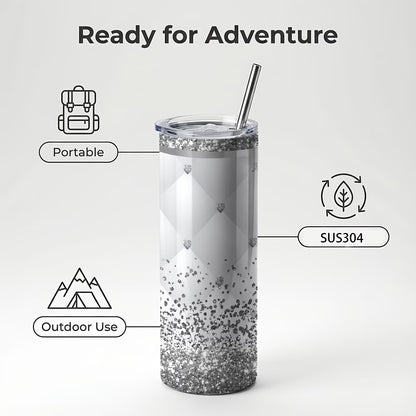 Glitter Stainless Steel Cups – Rhinestone Coffee Mugs Cute Strass Cup with Straw