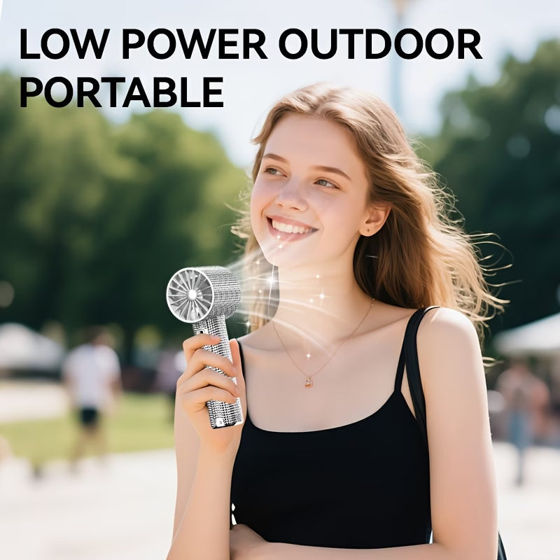 Portable Fan – Mini Hand Held Fan with Diamond Design USB Rechargeable