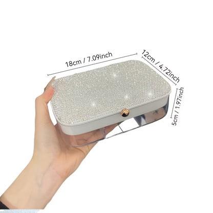 Storage Box – Luxury Rhinestone Jewelry Organizing Box Multi-Layer Storage Container for Accessories