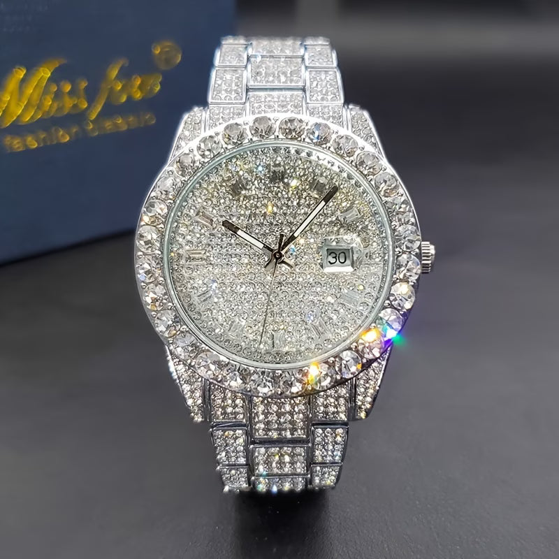 Luxury Rhinestone Watch – Fashion Quartz Watch for Men & Women with Night Light