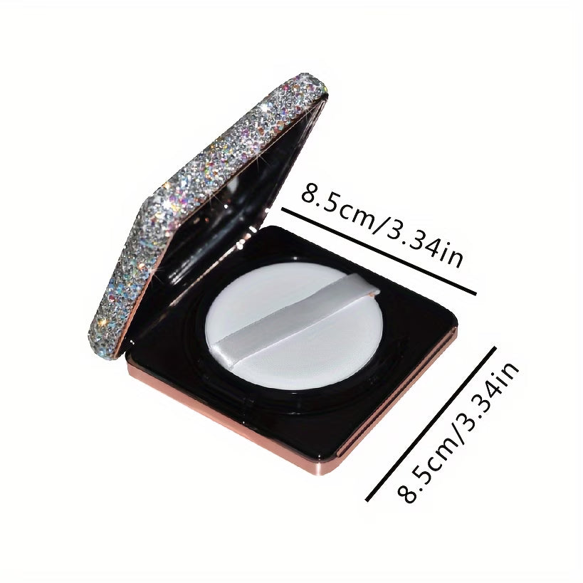 Storage Box – Luxury Diamond Powder Puff Organizer with Mini Mirror Cosmetic Storage Container