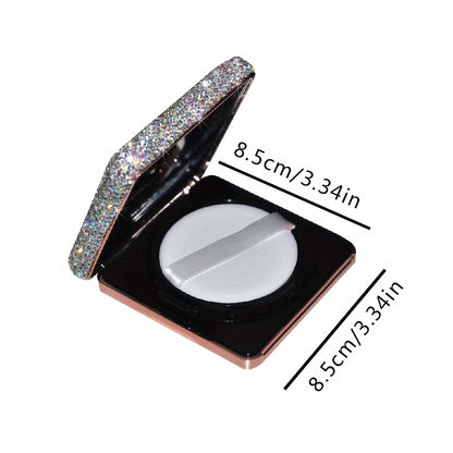 Storage Box – Luxury Diamond Powder Puff Organizer with Mini Mirror Cosmetic Storage Container