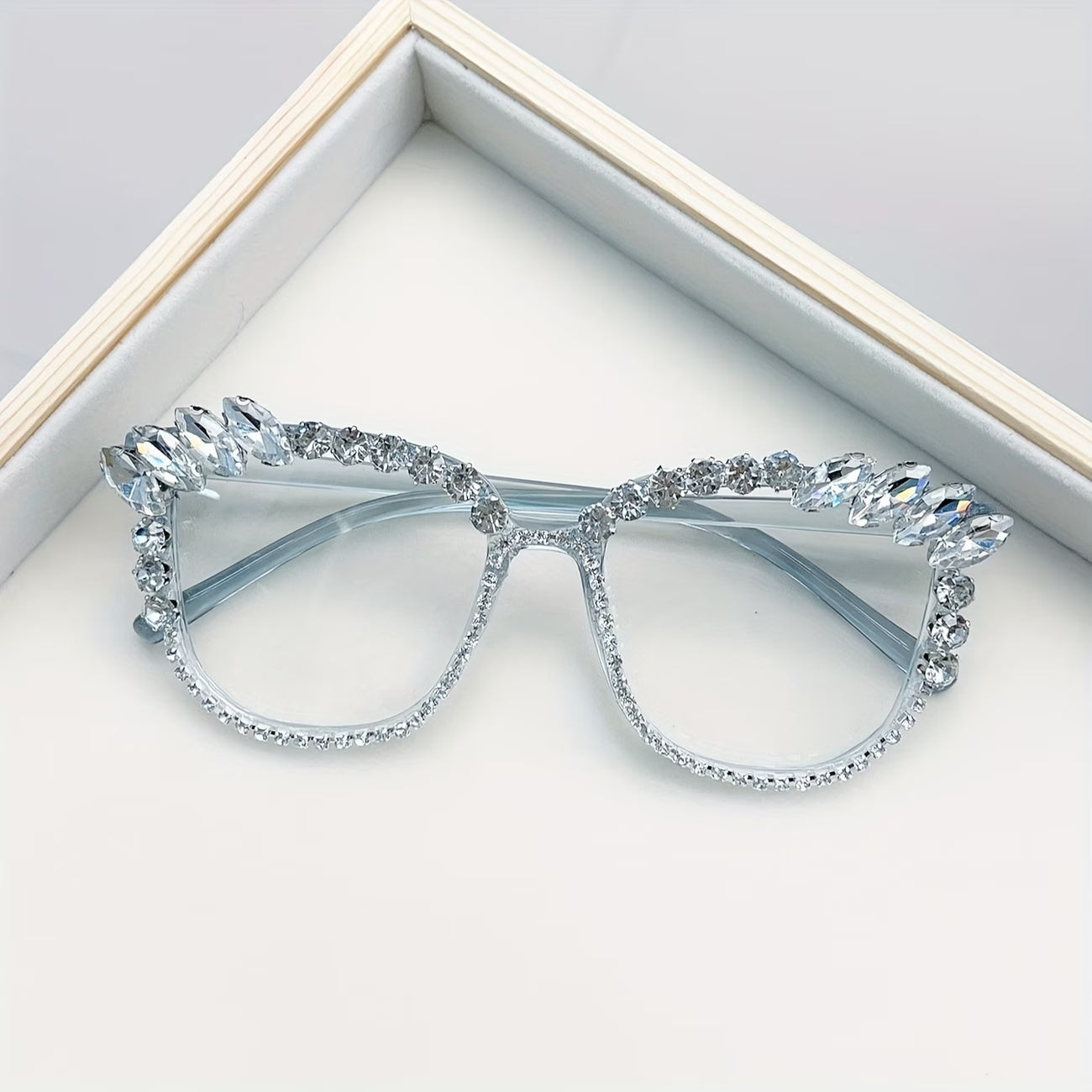 Rhinestone Cat Eye Glasses – Luxury Square Crystal Eye Glasses for Women Fashion
