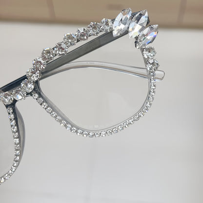 Rhinestone Cat Eye Glasses – Luxury Square Crystal Eye Glasses for Women Fashion