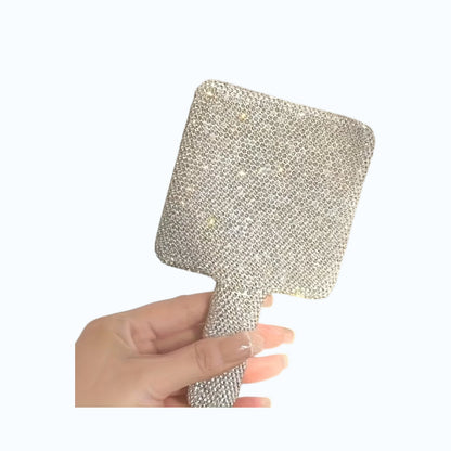Luxury Rhinestone Vanity Mirror – Sparkling Handheld Makeup Mirror for Travel & Daily Use